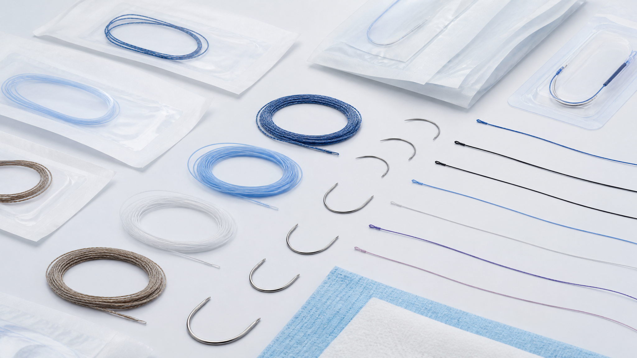 Assortiment Ethicon hechtdraden met chirurgische naalden